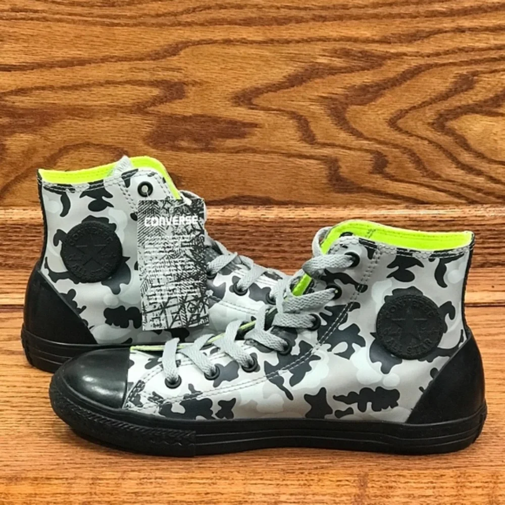 Converse Chuck Taylor All Star Rubber Hi Grey Black Camo Neon Size Junior 5